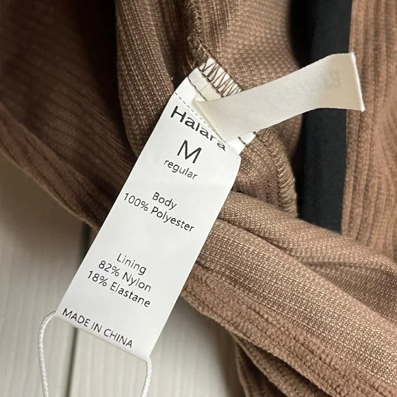 Halara High Waisted Back Zipper Split Hem 2-in-1 Corduroy Casual Skirt Brown M - Picture 6 of 10